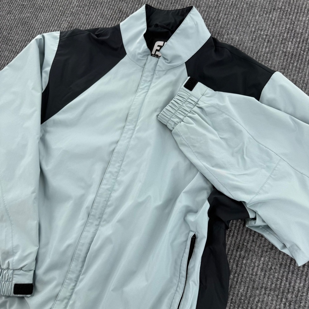 FootJoy DryJoys Mens XL Blue Black Golf Rain Jacket Full Zip Windbreaker